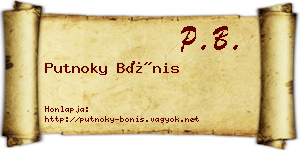 Putnoky Bónis névjegykártya
